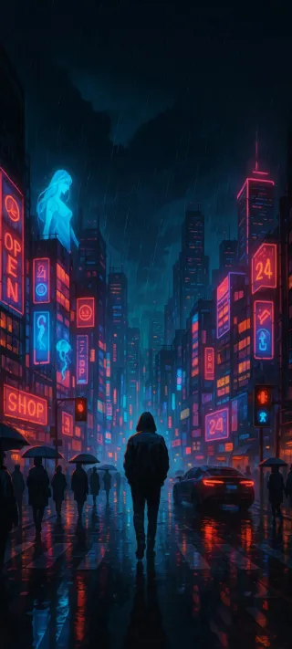 Cyber City Solitude phone wallpaper