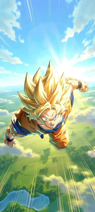 Goku in Super Saiyan Flight phone wallpaper