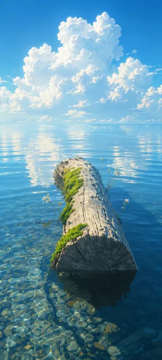 Driftwood in Clear Water phone wallpaper