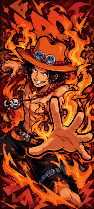 Portgas D. Ace in Flame phone wallpaper