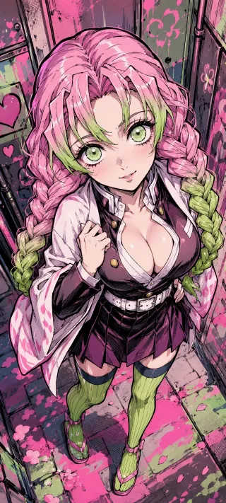 Mitsuri Kanroji in Bloom phone wallpaper