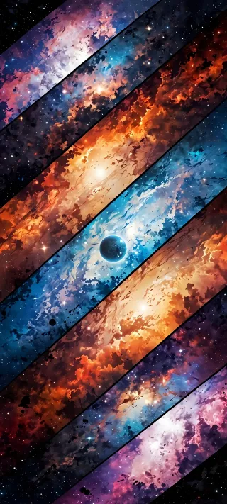 Sliced Galaxy Universe Grid phone wallpaper