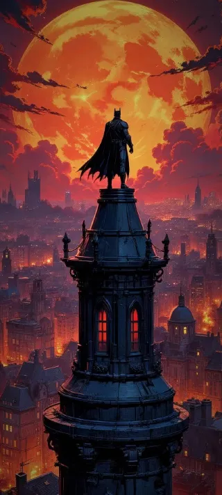 Batman Above Gotham phone wallpaper