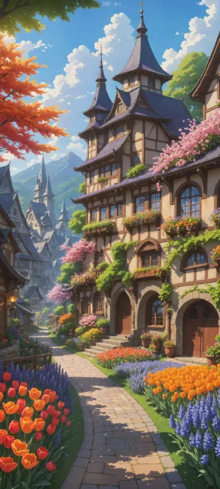 Springtime in the Alpine Village phone wallpaper