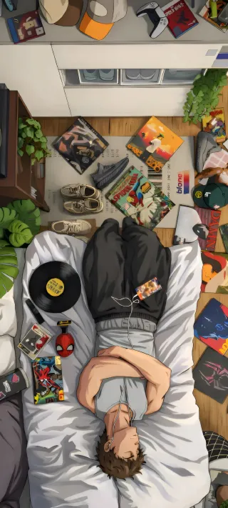 Lo-Fi Beats and Vinyl Dreams phone wallpaper