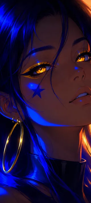 Woman with a Blue Star phone wallpaper