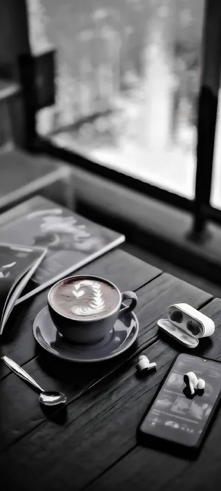 Monochrome Morning Ritual phone wallpaper