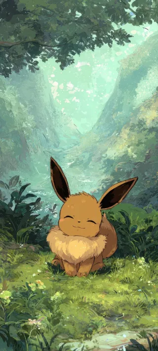 Eevee in the Forest phone wallpaper