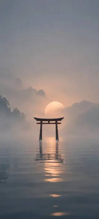 Torii at Dawn phone wallpaper