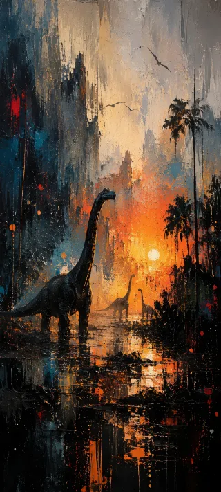 Prehistoric Palette Knife Impressionism phone wallpaper