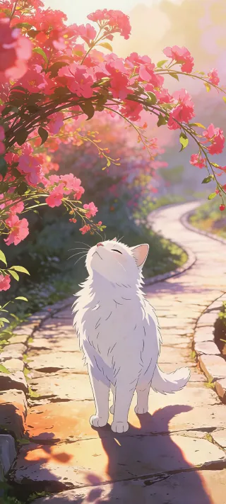 Cat in the Rose Garden phone wallpaper