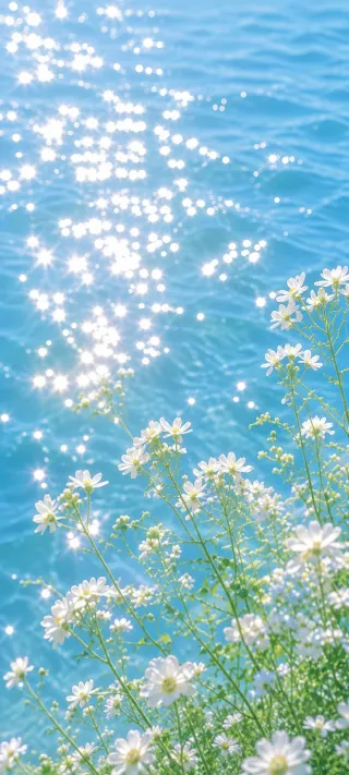 Daisies by Blue Water phone wallpaper