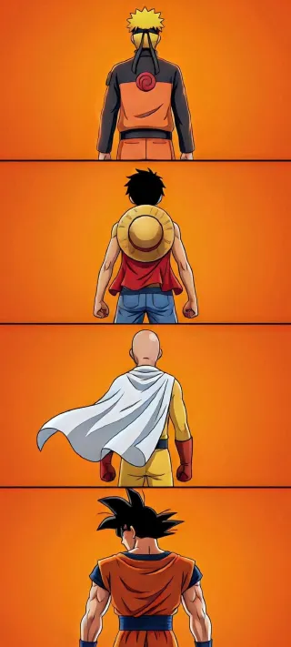 Naruto Luffy Saitama Goku phone wallpaper