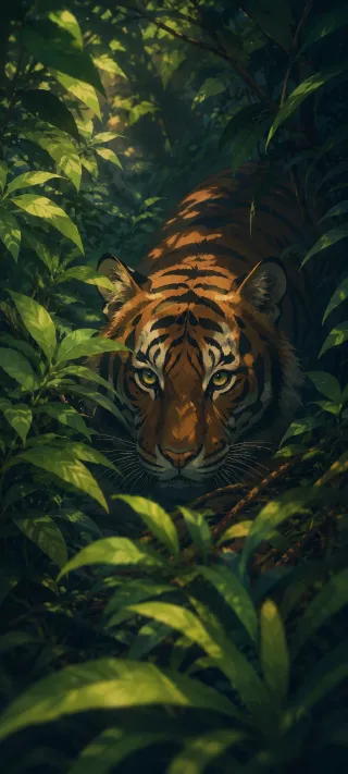 Eyes of Amber Hidden in the Vines phone wallpaper