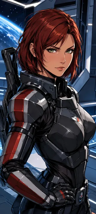 Commander Shepard in N7 Armor phone wallpaper