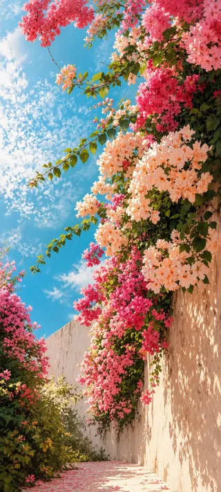 Bougainvillea Garden Passage phone wallpaper