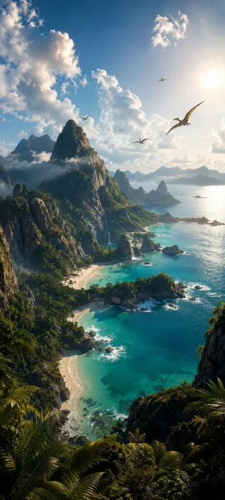 Tropical Dinosaur Valley phone wallpaper