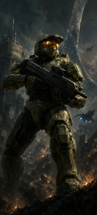 Master Chief at War phone wallpaper