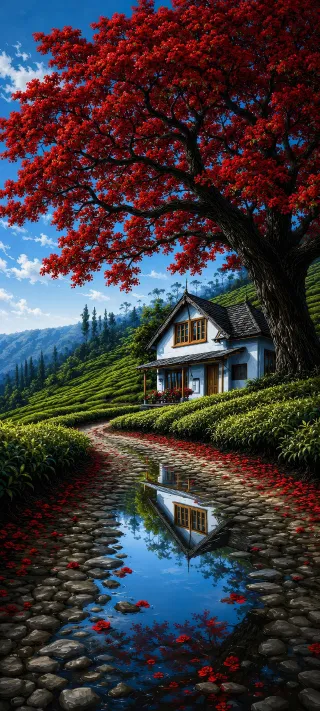 Maple Above the Cottage phone wallpaper