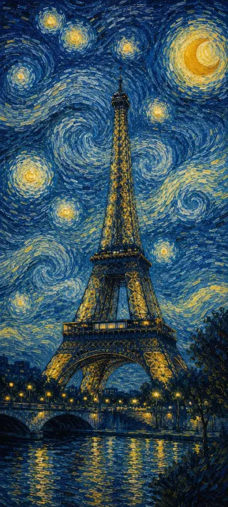 Starry Night Over Paris phone wallpaper