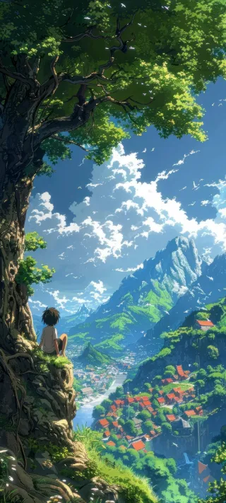 Village landscape phone wallpaper
