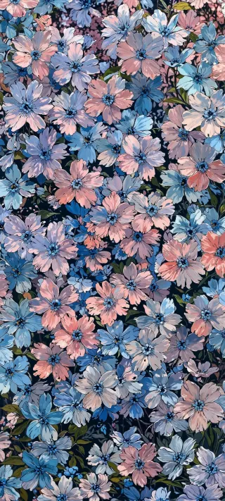 Blue and Blush Cosmos phone wallpaper