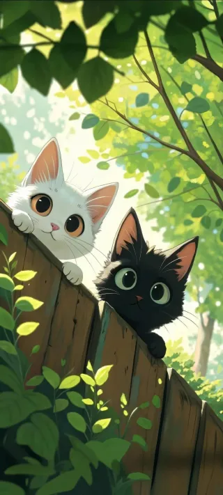 Two Kittens at the Fence phone wallpaper