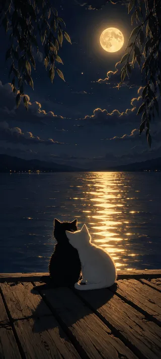 Two Cats on the Pier phone wallpaper
