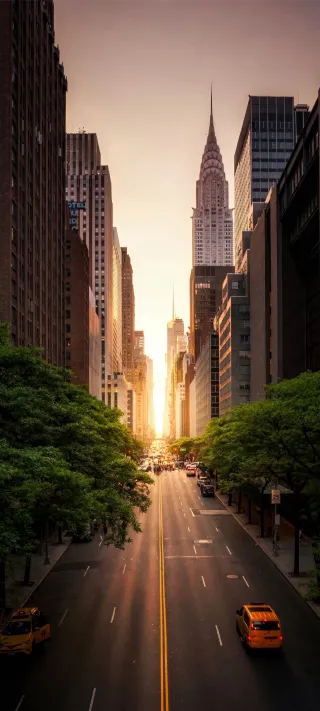 Manhattanhenge Sunset Glow phone wallpaper