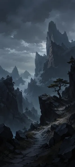 Solitude Among the Ancient Crags phone wallpaper