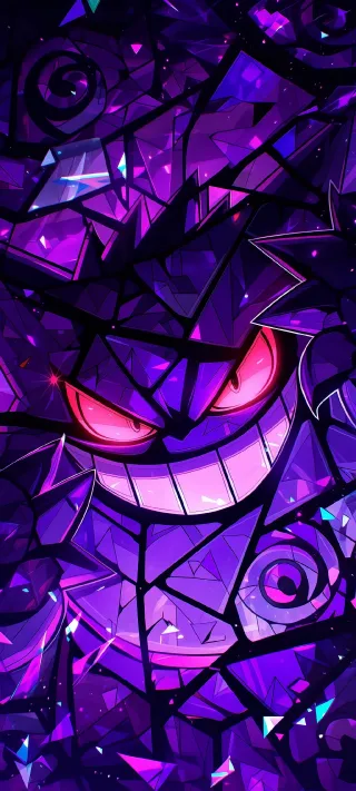 Gengar in Shattered Glass phone wallpaper