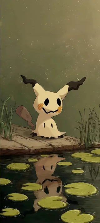 Mimikyu at the Pond phone wallpaper