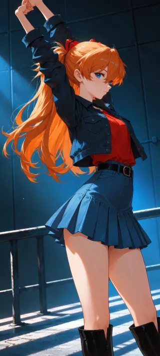 Asuka in Blue Light phone wallpaper