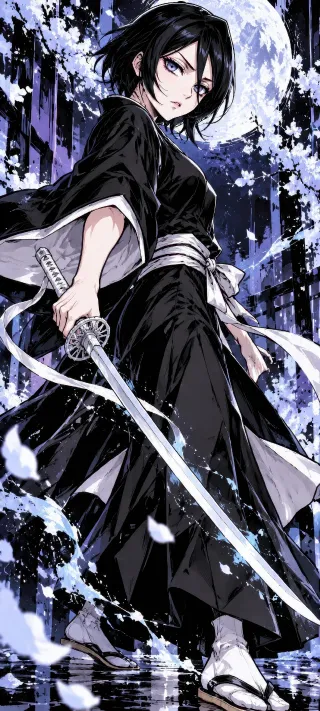 Rukia Kuchiki with Sode no Shirayuki phone wallpaper