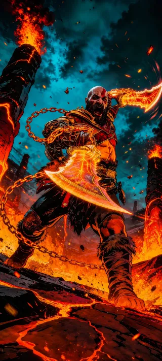 Kratos and the Blades phone wallpaper