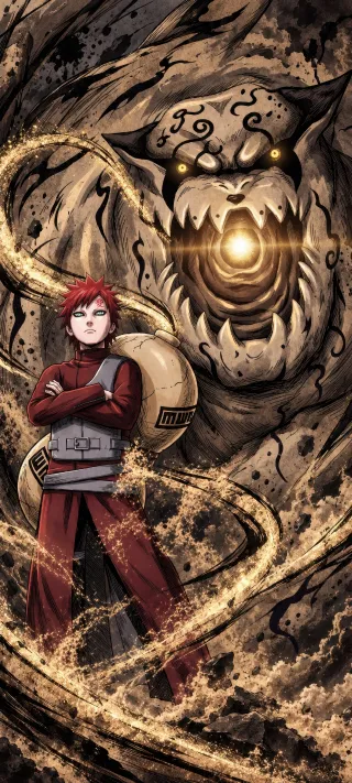 Gaara and Shukaku phone wallpaper