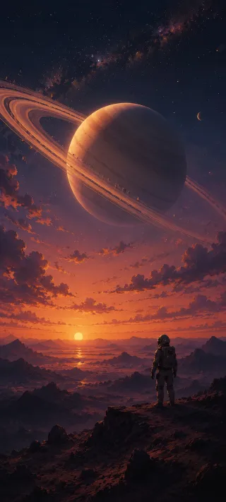 The Saturnian Sunset phone wallpaper