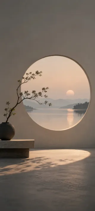 Round Window at Dusk phone wallpaper