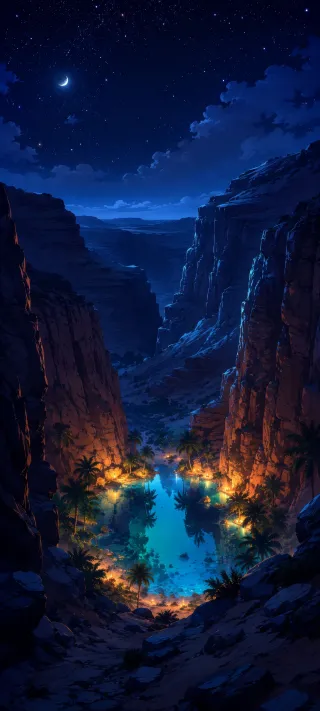 Moonlit Oasis in the Rift phone wallpaper