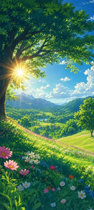 Wildflowers in Morning Light phone wallpaper