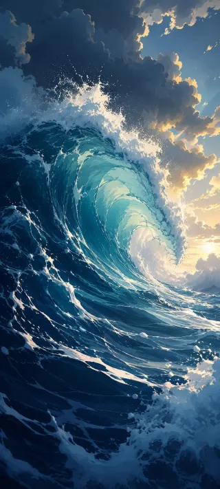 The Great Surge of the Cerulean Deep phone wallpaper