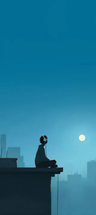 Headphones in Moonlight phone wallpaper
