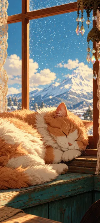 Ginger Cat at the Window phone wallpaper