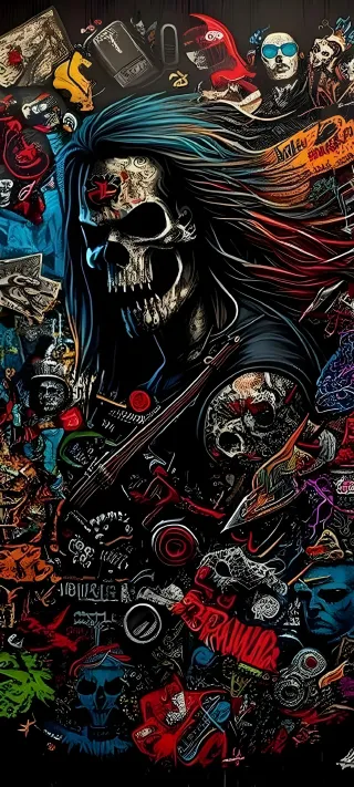 Skull Rider Collage phone wallpaper