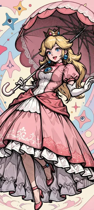 Princess Peach Umbrella phone wallpaper