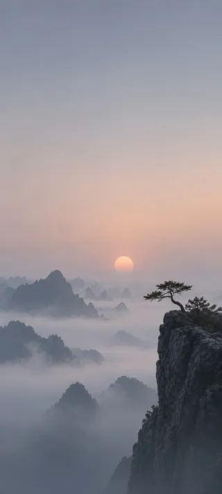 Pine Above the Mist phone wallpaper