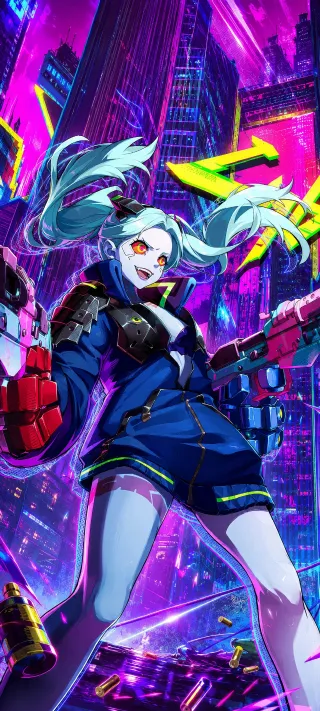 Rebecca’s Neon Rampage phone wallpaper