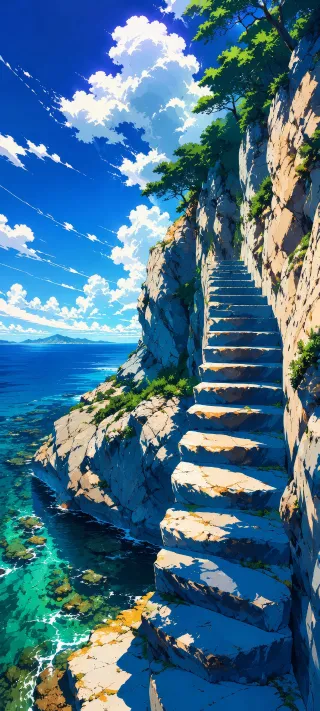 Seaside Stairway phone wallpaper