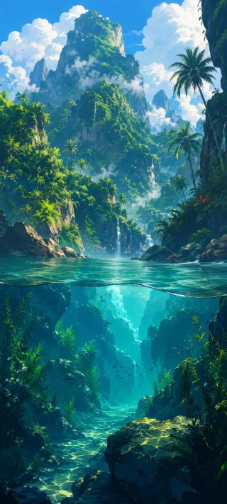 Palms Above Clear Waters phone wallpaper