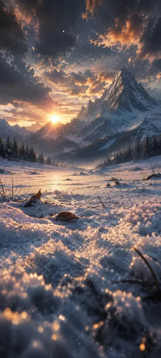 Sunrise Over the Snowy Peaks phone wallpaper